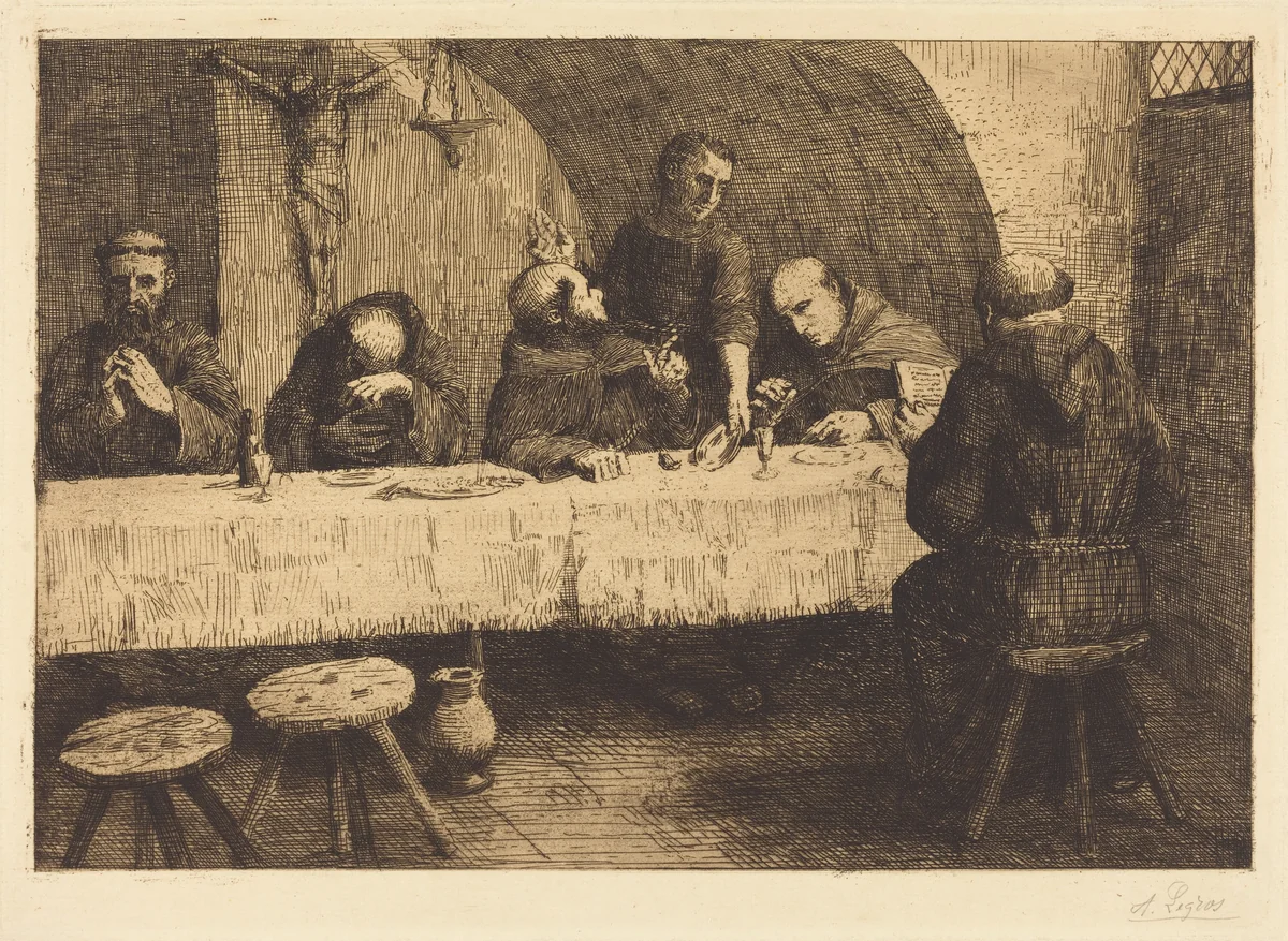The Refectory (Le refectoire) by Alphonse Legros, print, 1837-1911