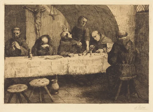 The Refectory (Le refectoire) by Alphonse Legros, print, 1837-1911