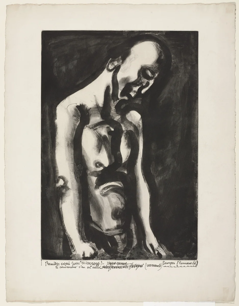 Trial proof for The Condemned is Led Away..., plate XVIII from Miserere by Georges Rouault, print, 1922