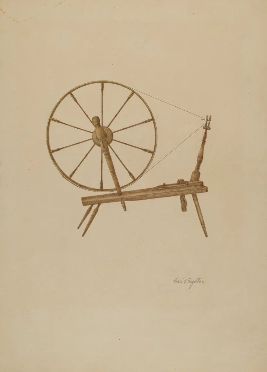 Spinning Wheel by George V Vezolles, index of american design, 1941