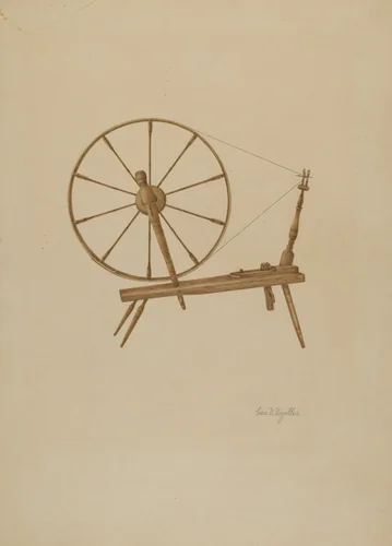 Spinning Wheel by George V Vezolles, index of american design, 1941