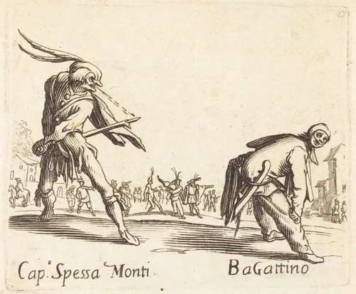 Cap. Spessa Monti and Bagattino by Jacques Callot, print, 1622-1699