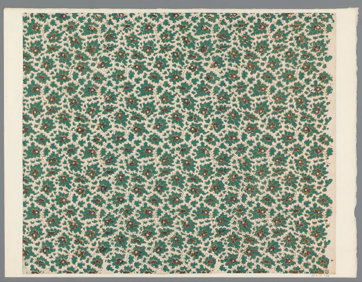 Blad met strooipatroon van hoekige motieven by anonymous, print, 1800-1900