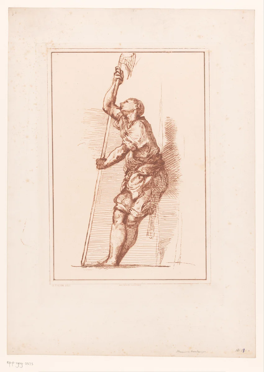 Man met hellebaard by Herman Boulenger, print, 1881-1909