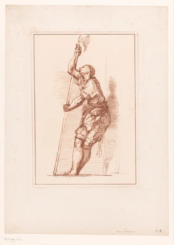 Man met hellebaard by Herman Boulenger, print, 1881-1909