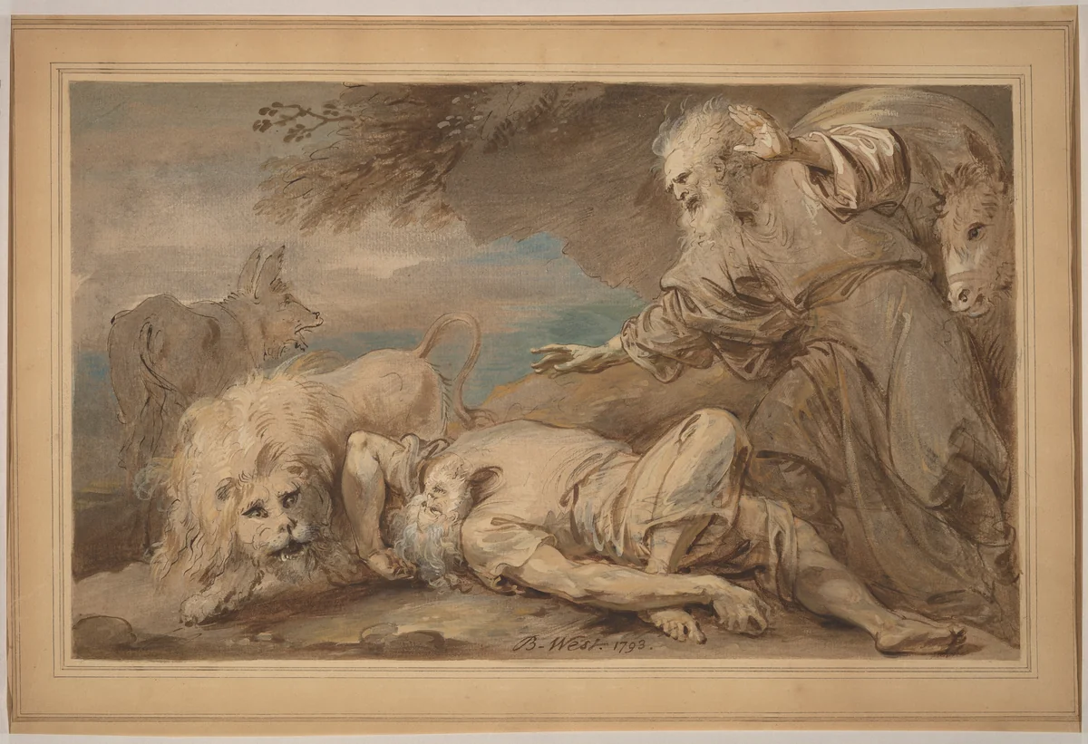 The Disobedient Prophet by Benjamin West, drawing, 1793