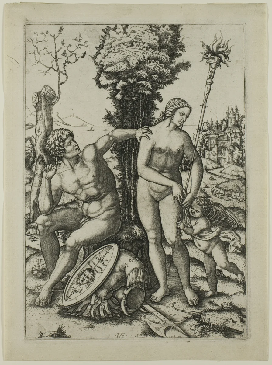 Mars, Venus and Cupid by Marcantonio Raimondi, print, 1508