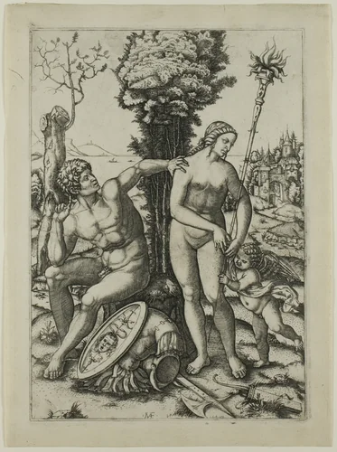 Mars, Venus and Cupid by Marcantonio Raimondi, print, 1508