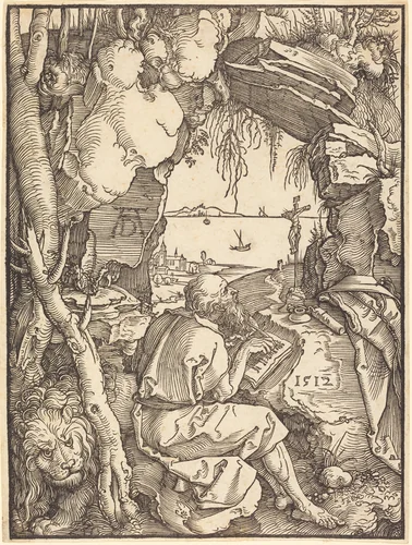 Saint Jerome in a Cave by Albrecht Dürer, print, 1512
