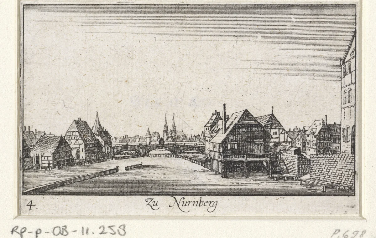 Gezicht op Neurenberg by Wenceslaus Hollar, print, 1635
