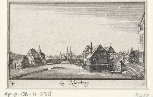 Gezicht op Neurenberg by Wenceslaus Hollar, print, 1635