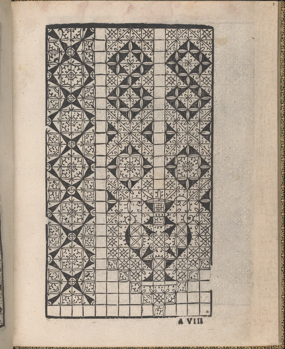 Ornamento delle belle & virtuose donne, page 5 (recto) by Matteo Pagano, book, 1554