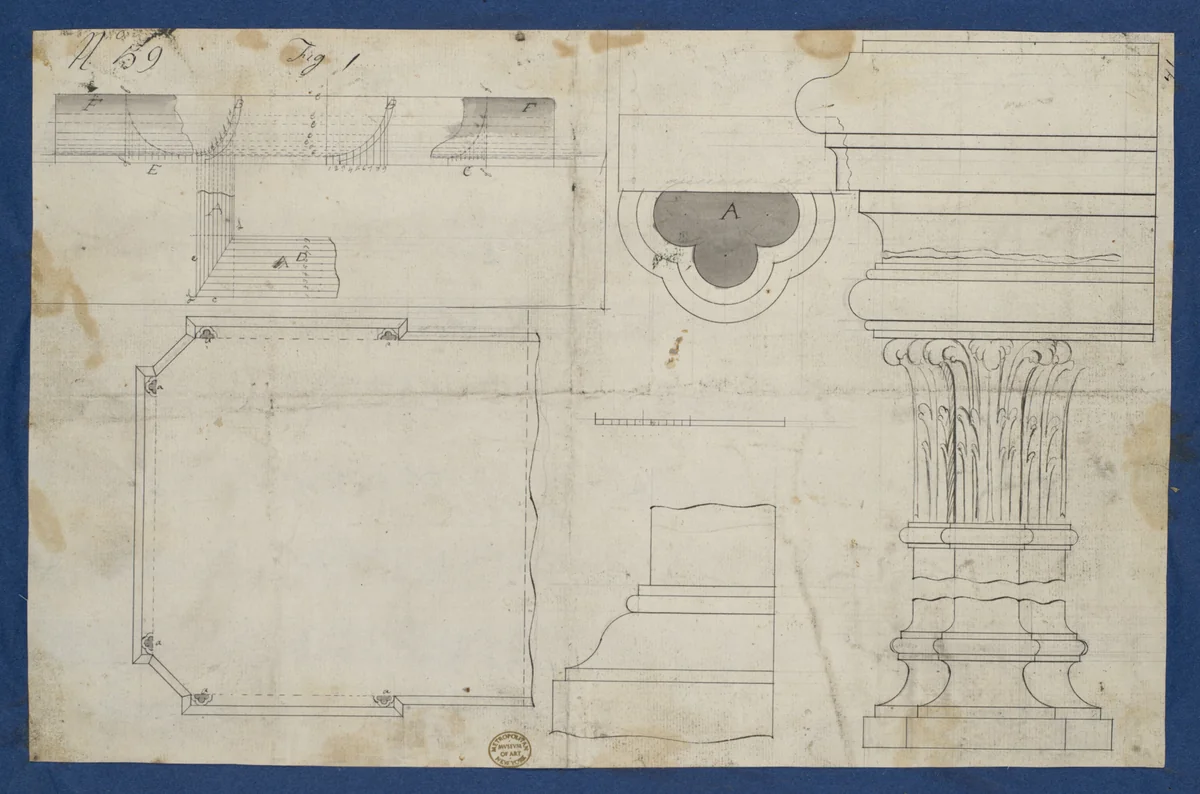 Plan for Library Table with Moldings, from Chippendale Drawings, Vol. II by Thomas Chippendale, drawing, 1753