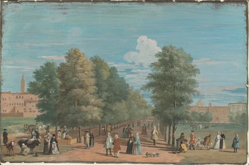 The Mall from Saint James' Park by Marco Ricci, drawing, 1676-1729