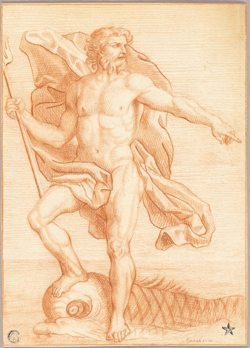 Neptune by Charles Le Brun, drawing, 1639-1690