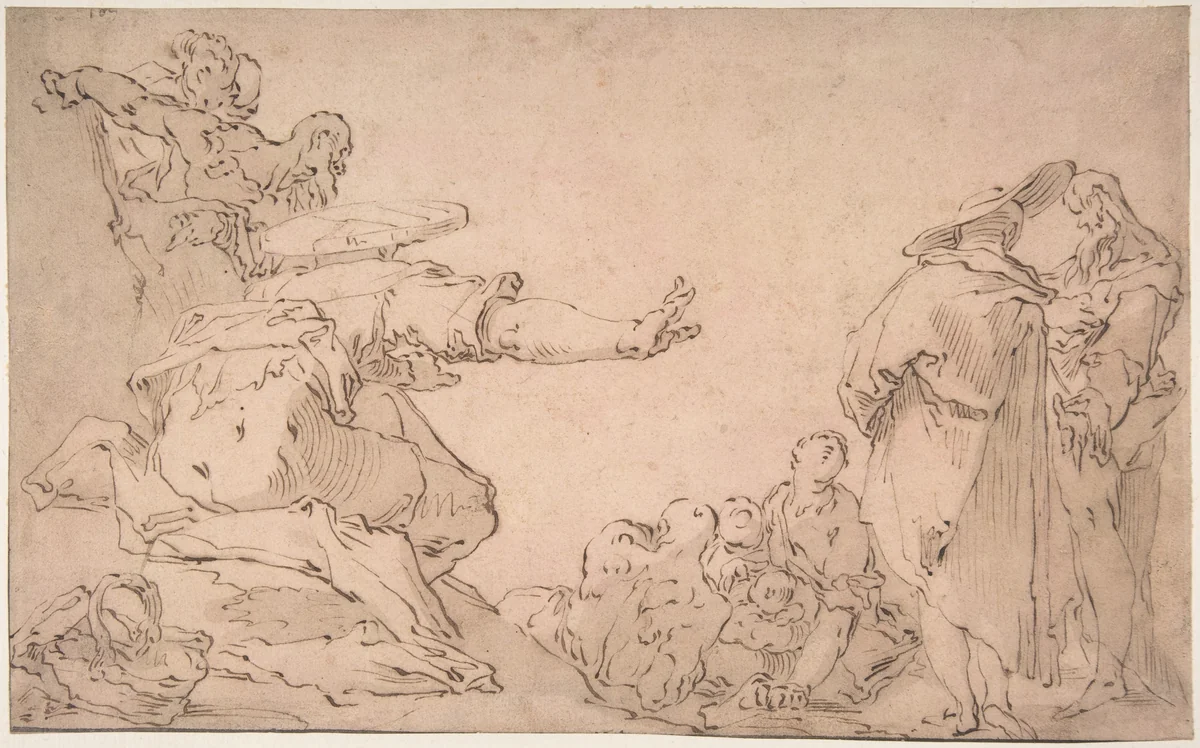 Saint John Preaching in the Wilderness by Abraham Bloemaert, drawing, 1580-1651