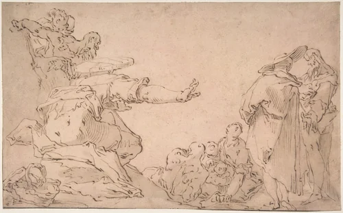 Saint John Preaching in the Wilderness by Abraham Bloemaert, drawing, 1580-1651