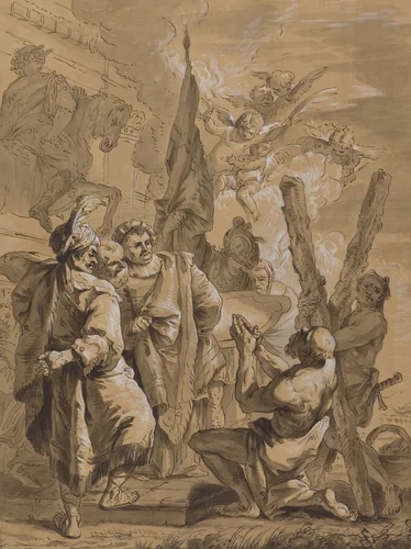 Martyrdom of Saint Andrew by Francesco Fontebasso, drawing, 1700-1799