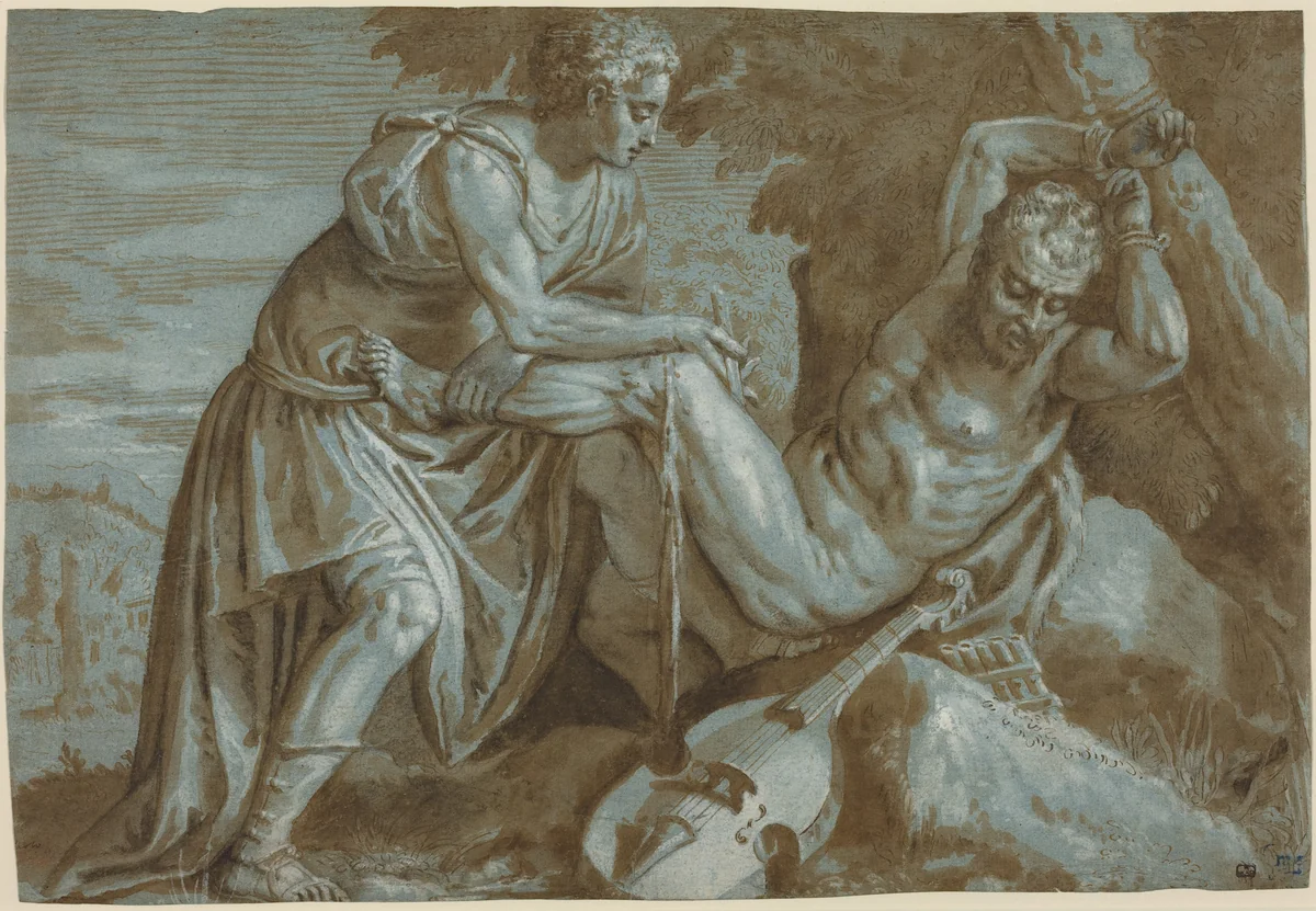 Apollo and Marsyas by Veronese, drawing, 1595-1605