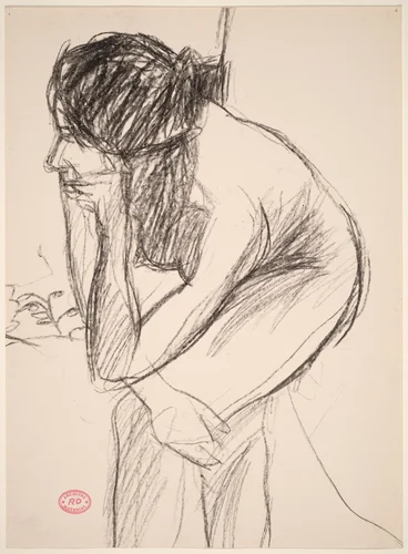 Untitled [nude resting her elbow on her left knee] by Richard Diebenkorn, drawing, 1955-1967