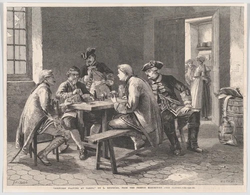 Soldiers Playing at Cards, from "Illustrated London News" by William Luson Thomas, print, 1861