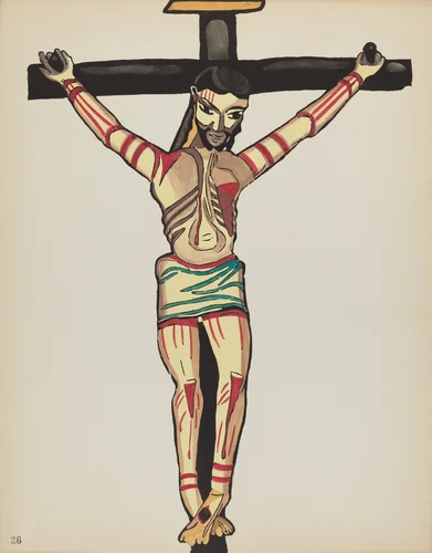 Plate 26: Christ Crucified, Taos: From Portfolio "Spanish Colonial Designs of New Mexico" by American 20th Century, index of american design, 1935-1942
