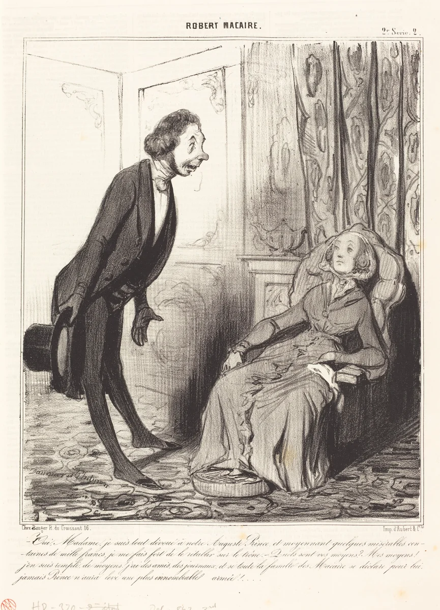 Oui, Madame, je suis tout dévoué a notre... Prince... by Honoré Daumier, print, 1841