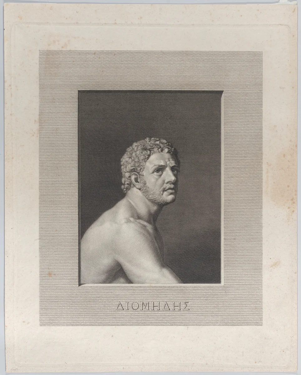 Diomedes, bust and shoulders by Johann Heinrich Wilhelm Tischbein, print, 1790-1800