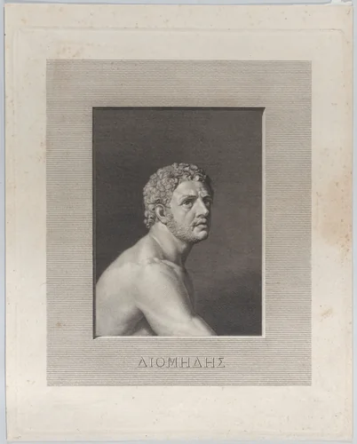 Diomedes, bust and shoulders by Johann Heinrich Wilhelm Tischbein, print, 1790-1800