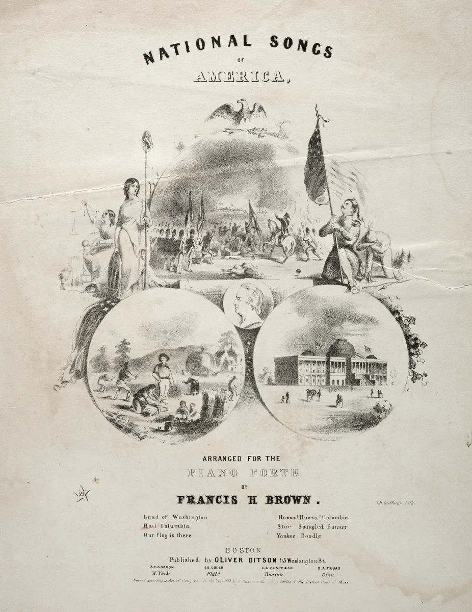 National Songs of America - Sheet Music Cover by Winslow Homer, print, 1851-1861