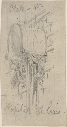 Metal Cover (to a Downspout?), Hopital St. Louis by Richardson Ellson, drawing, 1875-1885