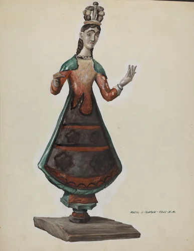 Large Painted Wooden Saint-Virgin Mary by Majel G. Claflin, index of american design, 1937