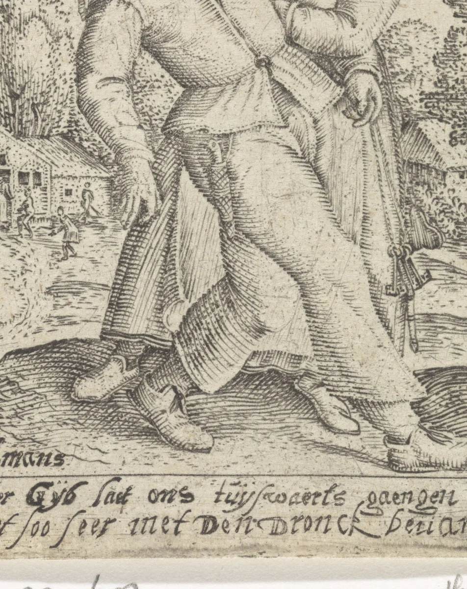 Vrouw met haar dronken echtgenoot by Unknown, print, 1580-1642