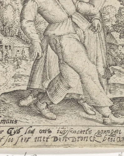 Vrouw met haar dronken echtgenoot by Unknown, print, 1580-1642