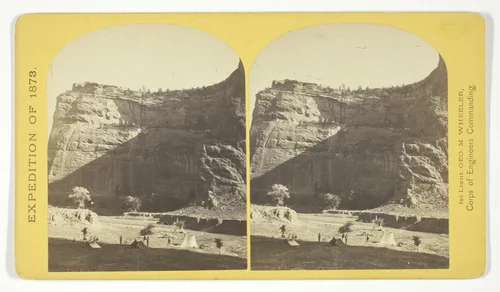 Circle Walls, Cañon de Chelle. Here the Cañon bends from an easterly direction nearly due north, the walls maintaining a perpendicular height of about 1.200 feet, No. 22 from the series "Geographical Explorations and Surveys West of the 100th Meridian" by Timothy O'Sullivan, photograph, 1873