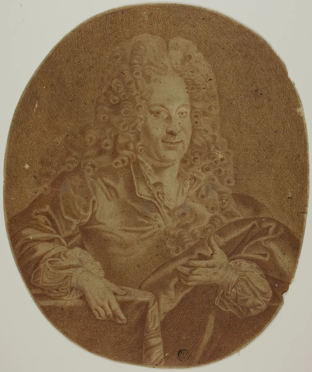 Oval Portrait of Gentleman by Nicolas de Largillière, drawing, 1676-1746