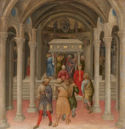 The Crippled and Sick Cured at the Tomb of Saint Nicholas by Gentile da Fabriano, painting, 1425