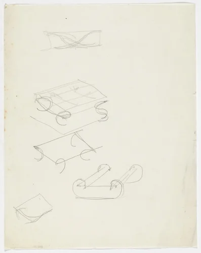 Tables (Elevation sketch, perspective sketches) by Ludwig Mies van der Rohe, mies van der rohe archive, 1926