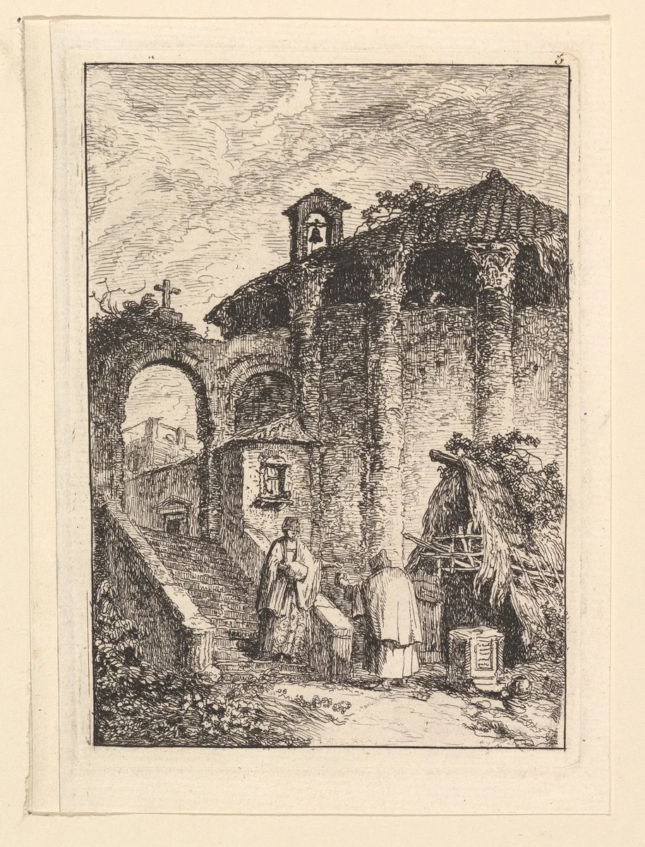Le Temple Antique by Hubert Robert, print, 1745-1808