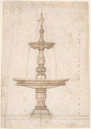 Design for a Table Fountain by anonymous, drawing, 1500-1600