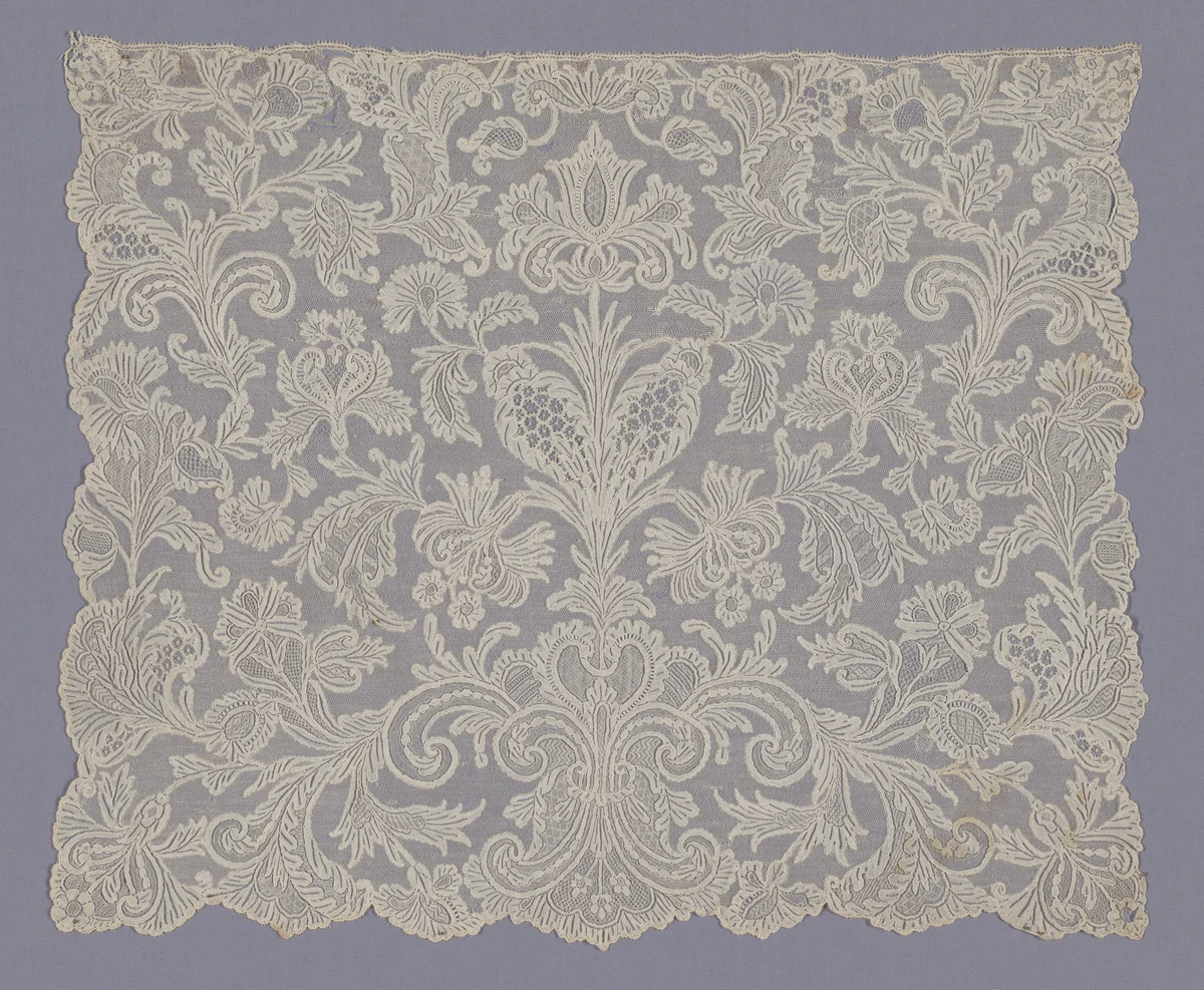 Cravat End by Flanders, Brussels, textile, 1730-1750