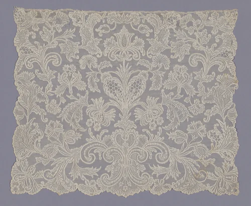 Cravat End by Flanders, Brussels, textile, 1730-1750