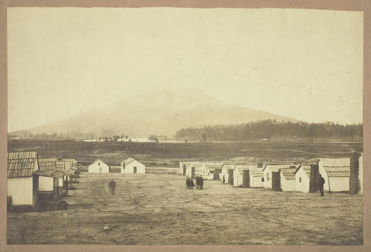 Untitled (Army camp, perhaps from the Battle of Lookout Mountain, Chattanooga, Tennessee) by Charles Peck, photograph, 1850-1875