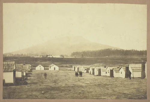 Untitled (Army camp, perhaps from the Battle of Lookout Mountain, Chattanooga, Tennessee) by Charles Peck, photograph, 1850-1875
