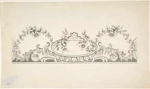 Design for Panel Decoration by J. Hulme, drawing, 1828-1840