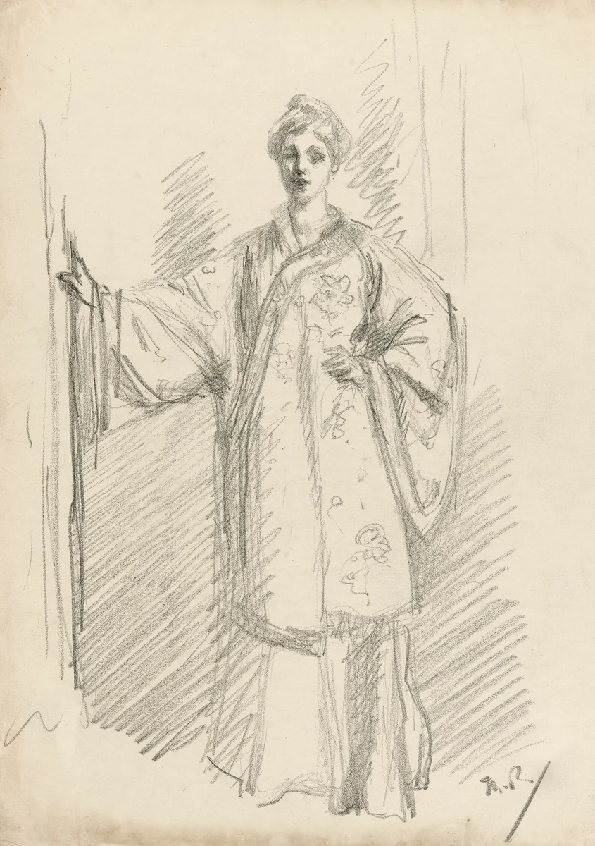 Standing Figure in a Chinese Gown by Theodore Roussel, print, 1890-1894