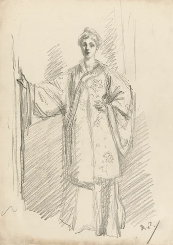 Standing Figure in a Chinese Gown by Theodore Roussel, print, 1890-1894