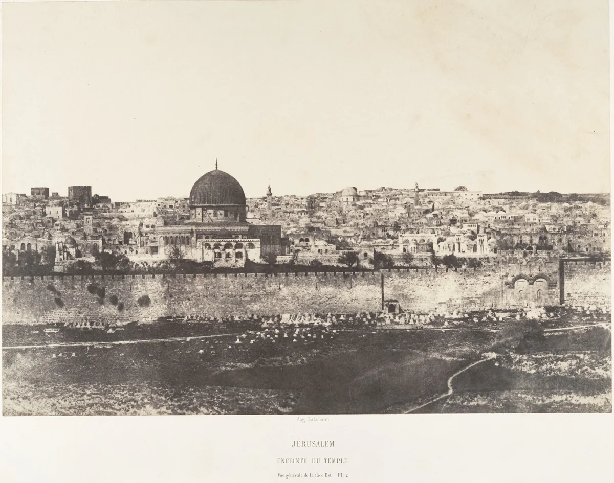 Jérusalem, Enceinte du Temple, Vue générale de la face Est, Pl. 2 by Auguste Salzmann, photograph, 1854-1859