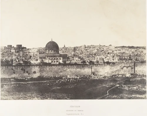 Jérusalem, Enceinte du Temple, Vue générale de la face Est, Pl. 2 by Auguste Salzmann, photograph, 1854-1859