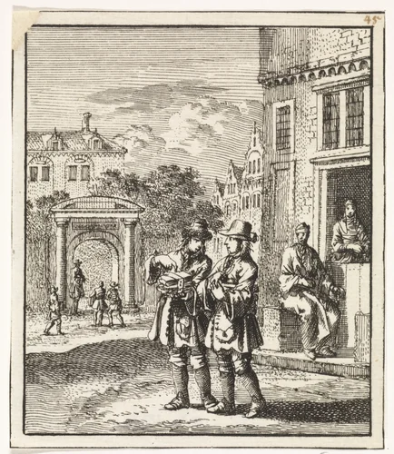 Twee studenten by Jan Luyken, print, 1712